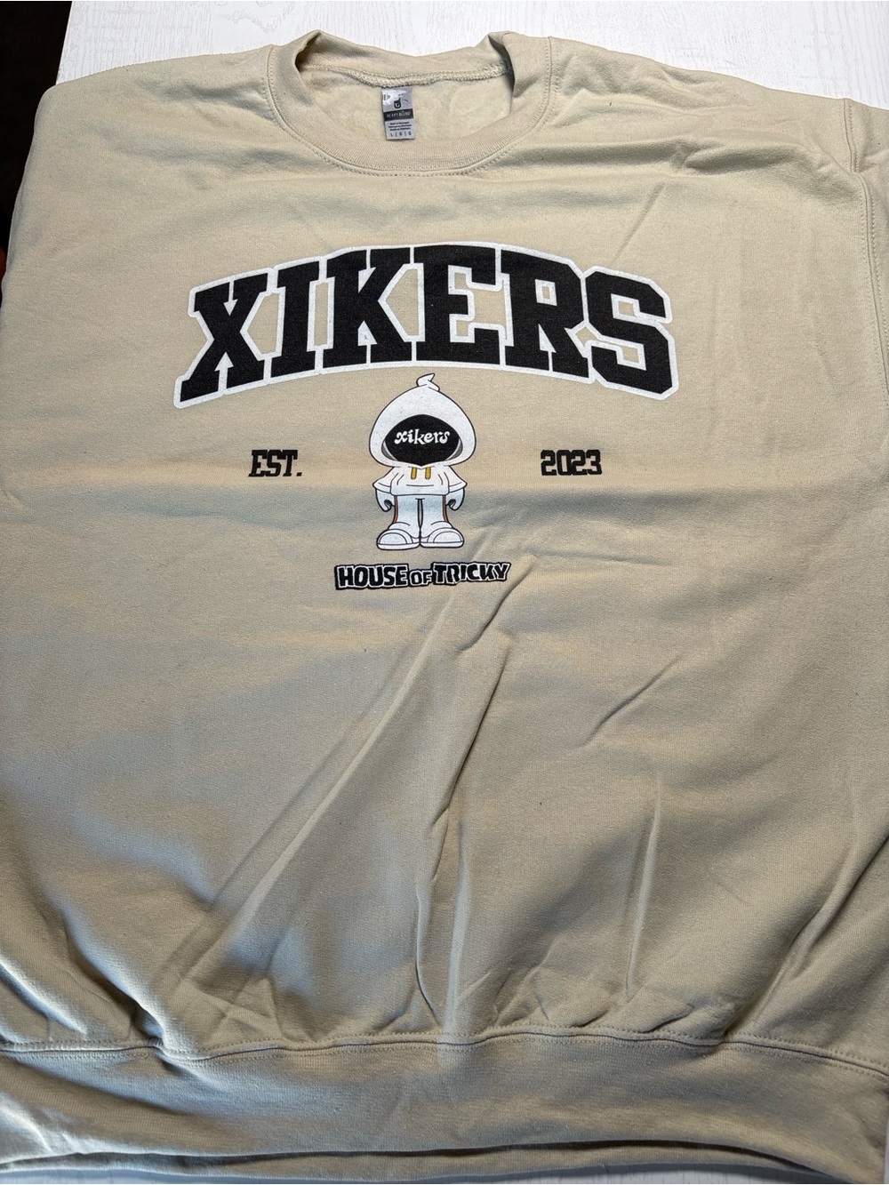 Gildan Beige Kids Sweatshirt with Black Logo and Mascot